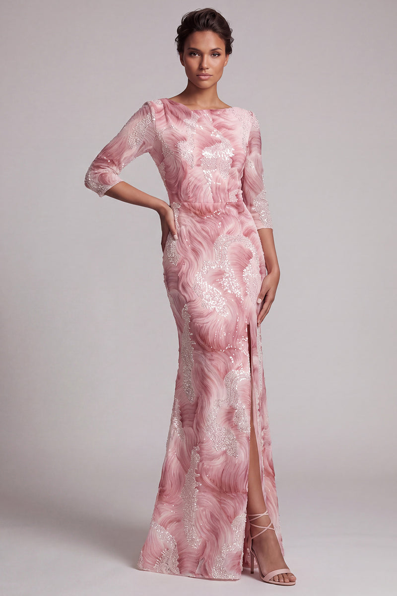 Laden Sie das Bild in den Galerie-Viewer, Blush Pailletten 3/4-Ärmel Meerjungfrauen Kleid Mutter der Braut