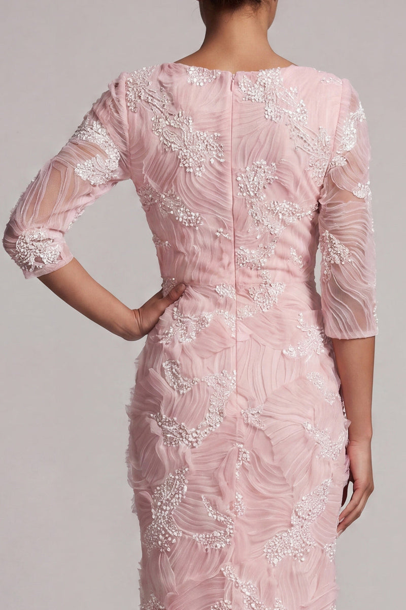 Laden Sie das Bild in den Galerie-Viewer, Rouge-Pailletten-3/4-Ärmel Meerjungfrauenkleid Mutter der Braut