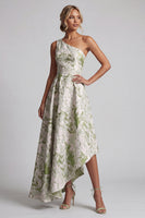 Laden Sie das Bild in den Galerie-Viewer, Eine Schulter hellgrün A Line Print Mother Of the Bride Kleid
