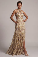 Laden Sie das Bild in den Galerie-Viewer, Champagner-Halter Schnitt aus einer Linie Mutter-der-Braut-Kleid