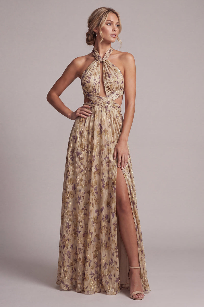 Laden Sie das Bild in den Galerie-Viewer, Champagner-Halter Schnitt aus einer Linie Mutter-der-Braut-Kleid