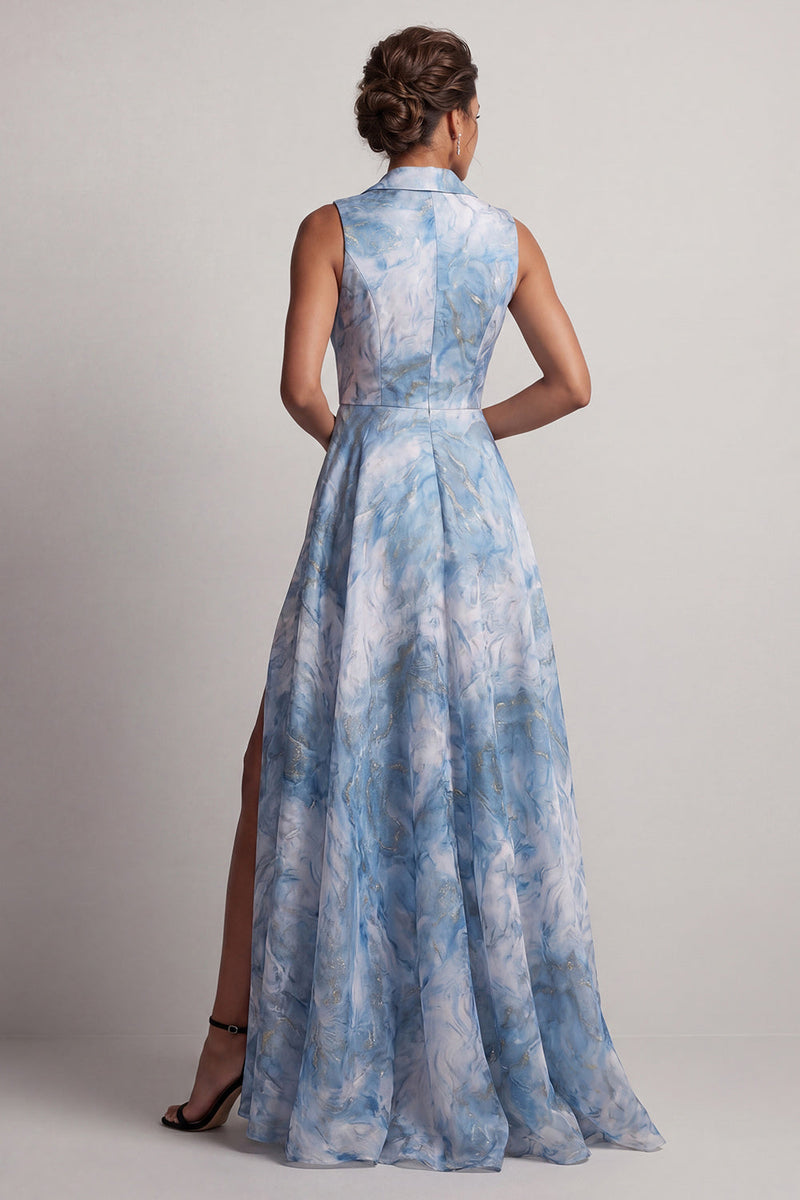 Laden Sie das Bild in den Galerie-Viewer, Lake Blue Notched Revers Eine Linie Mutter der Braut Kleid