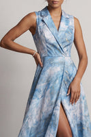 Laden Sie das Bild in den Galerie-Viewer, Lake Blue Notched Revers Eine Linie Mutter der Braut Kleid