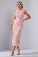 Laden Sie das Bild in den Galerie-Viewer, Rouge, Bateau-Halsscheide, Pailletten-Midi-Mutter der Braut, Kleid