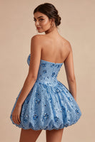 Laden Sie das Bild in den Galerie-Viewer, Glitzerndes A-Linie-Himmelblaues Sweetheart Pailletten-Homecoming-Kleid