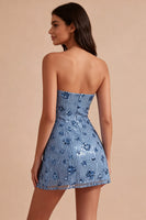 Laden Sie das Bild in den Galerie-Viewer, Glitzerndes Himmelblaues Sweetheart-Bodycon-Pailletten-Homecoming-Kleid