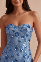 Laden Sie das Bild in den Galerie-Viewer, Glitzerndes Himmelblaues Sweetheart-Bodycon-Pailletten-Homecoming-Kleid