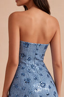 Laden Sie das Bild in den Galerie-Viewer, Glitzerndes Himmelblaues Sweetheart-Bodycon-Pailletten-Homecoming-Kleid