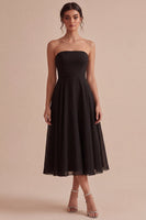 Laden Sie das Bild in den Galerie-Viewer, Trägerloses A-Line Midi Black-Tie-Kleid
