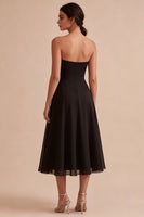 Laden Sie das Bild in den Galerie-Viewer, Trägerloses A-Line Midi Black-Tie-Kleid