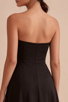 Laden Sie das Bild in den Galerie-Viewer, Trägerloses A-Line Midi Black-Tie-Kleid