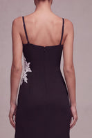 Laden Sie das Bild in den Galerie-Viewer, Schwarzes, quadratisches Blumen-Meerjungfrauen-Langes Festkleid mit Schlitz