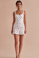 Laden Sie das Bild in den Galerie-Viewer, Schwarz-Weiß Polka Dots Bodycon Abschlusskleid