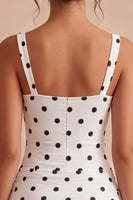 Laden Sie das Bild in den Galerie-Viewer, Schwarz-Weiß Polka Dots Bodycon Abschlusskleid