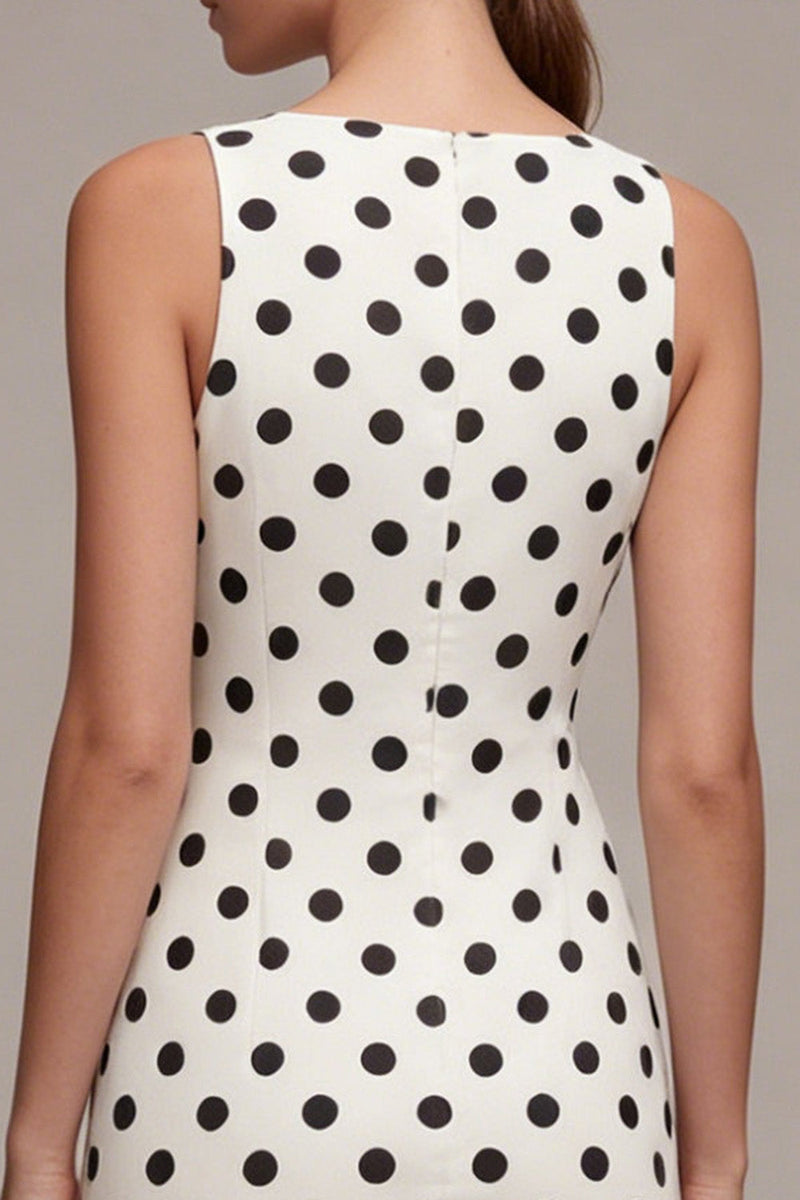 Laden Sie das Bild in den Galerie-Viewer, White Black Dots Bateau Neck Bodycon Abschlusskleid