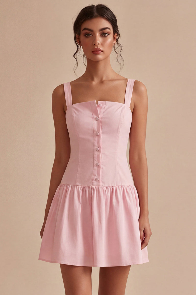 Laden Sie das Bild in den Galerie-Viewer, Ein kurzes, pinkes, dickes Trägerkleid zur Abschlussfeier
