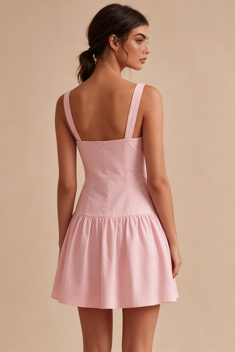 Laden Sie das Bild in den Galerie-Viewer, Ein kurzes, pinkes, dickes Trägerkleid zur Abschlussfeier