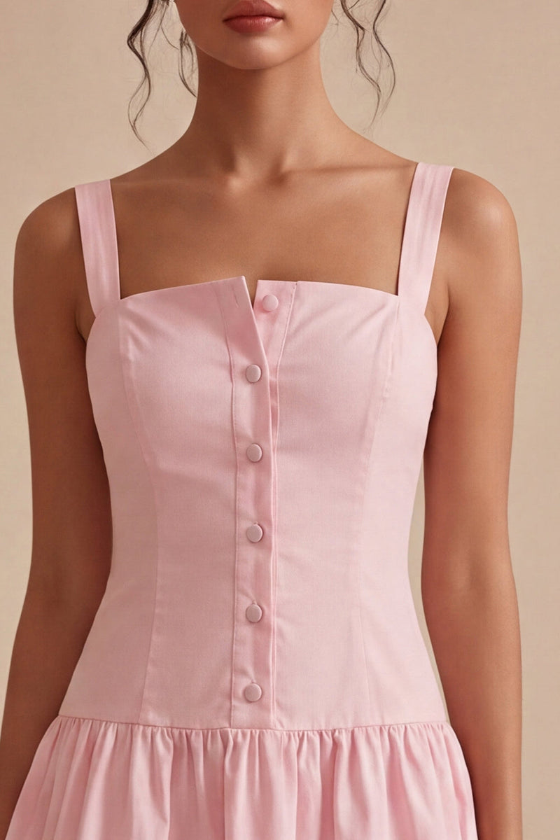 Laden Sie das Bild in den Galerie-Viewer, Ein kurzes, pinkes, dickes Trägerkleid zur Abschlussfeier