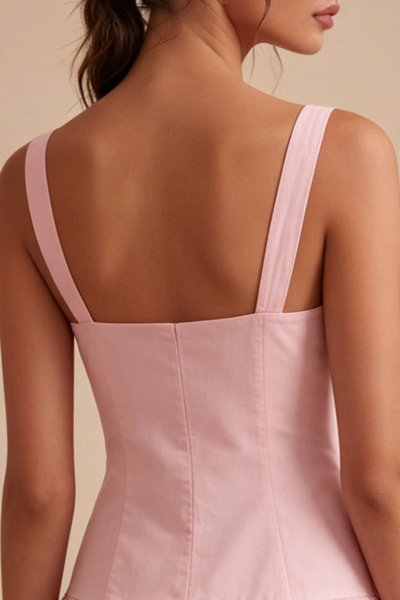 Laden Sie das Bild in den Galerie-Viewer, Ein kurzes, pinkes, dickes Trägerkleid zur Abschlussfeier