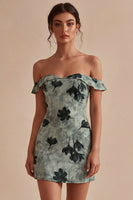 Laden Sie das Bild in den Galerie-Viewer, Grünes, enges, kurzes Off-the-shoulder-Abschlusskleid