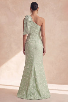 Einschulter-Blumen-Salbei-Meerjungfrauen-Brautjungfernkleid