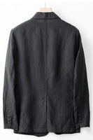 Laden Sie das Bild in den Galerie-Viewer, Beige Leinenjacke mit Notched Revers Herrenjacke