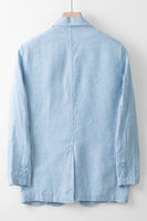 Laden Sie das Bild in den Galerie-Viewer, Beige Leinenjacke mit Notched Revers Herrenjacke