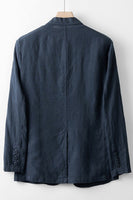 Laden Sie das Bild in den Galerie-Viewer, Beige Leinenjacke mit Notched Revers Herrenjacke