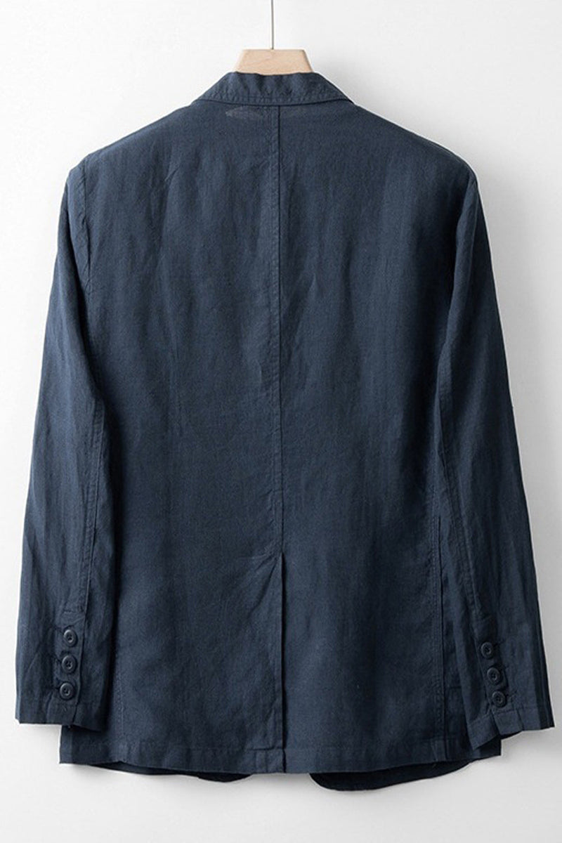 Laden Sie das Bild in den Galerie-Viewer, Beige Leinenjacke mit Notched Revers Herrenjacke