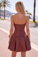 Laden Sie das Bild in den Galerie-Viewer, Mint strapless Pearls A-Line Homecoming-Kleid mit Schleife