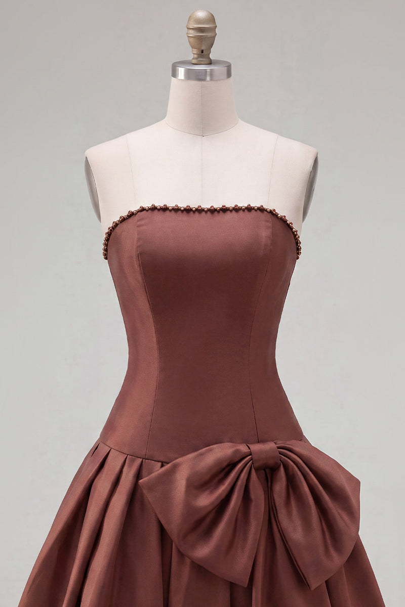 Laden Sie das Bild in den Galerie-Viewer, Mint strapless Pearls A-Line Homecoming-Kleid mit Schleife