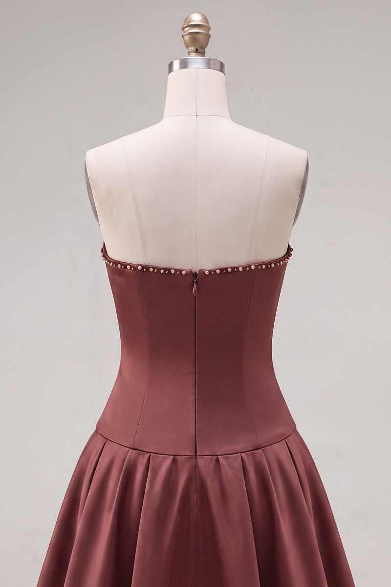 Laden Sie das Bild in den Galerie-Viewer, Mint strapless Pearls A-Line Homecoming-Kleid mit Schleife