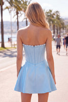 Laden Sie das Bild in den Galerie-Viewer, Sweetheart Fuchsia Pearls Korsett A-Linie Satin Homecoming Heimkehrkleid