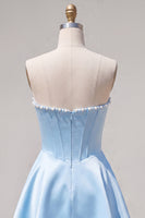 Laden Sie das Bild in den Galerie-Viewer, Sweetheart Fuchsia Pearls Korsett A-Linie Satin Homecoming Heimkehrkleid