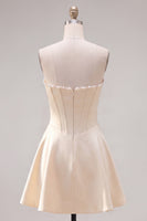 Laden Sie das Bild in den Galerie-Viewer, Sweetheart Fuchsia Pearls Korsett A-Linie Satin Homecoming Heimkehrkleid