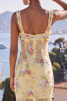 Laden Sie das Bild in den Galerie-Viewer, Grüne Dicke Träger Meerjungfrauen-Pailletten Maxi-Blumenkleid