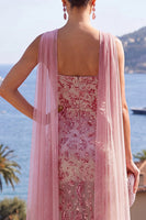 Laden Sie das Bild in den Galerie-Viewer, Dusty Rose trägerloses Meerjungfrauen-Maxikleid mit Perlen und Schlitz