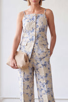 Laden Sie das Bild in den Galerie-Viewer, 2-teilige Blue Flower einreihige Jacquard Damenanzüge