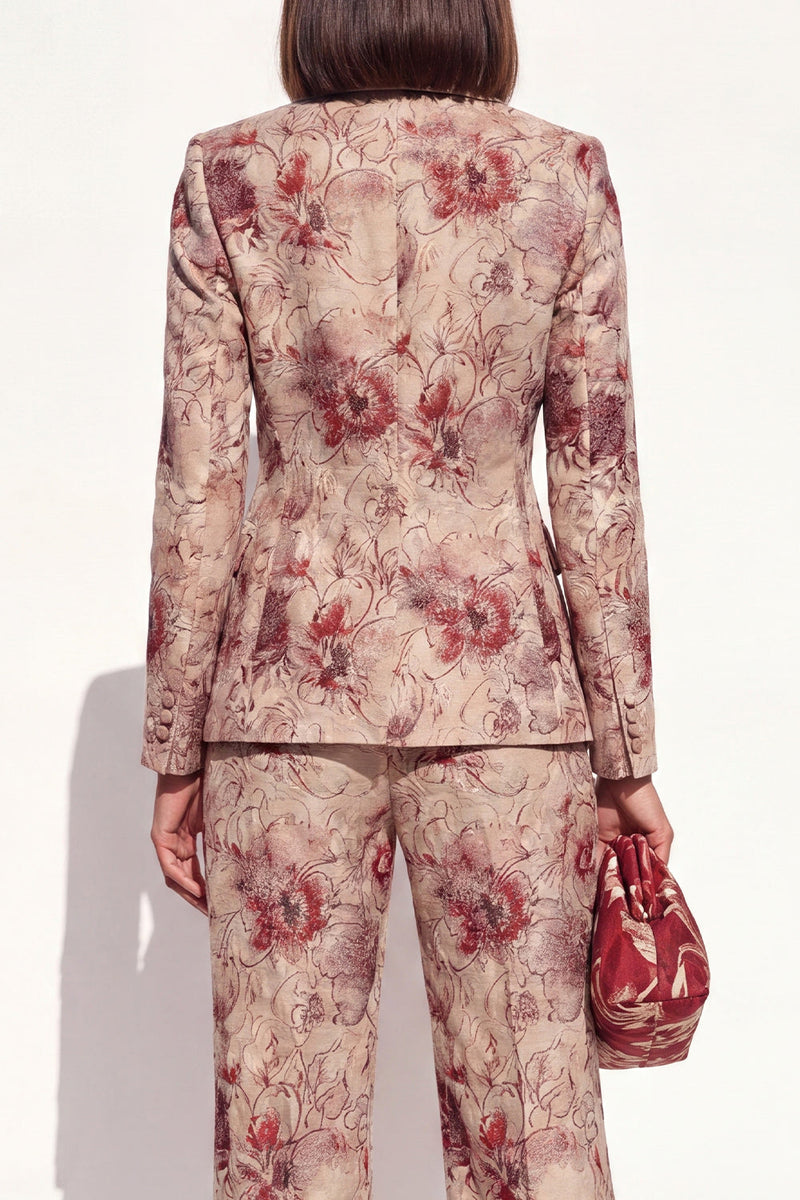 Laden Sie das Bild in den Galerie-Viewer, Blush-Blume Peak Revers zweiteilige zweireihige Damenanzüge mit Taschen