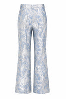 Laden Sie das Bild in den Galerie-Viewer, 2-teilige Dusty Blue Blumen Doppelreihige Revers Damenanzüge