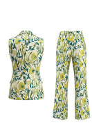 Laden Sie das Bild in den Galerie-Viewer, Graublaue Jacquard Blumen Zweiteiler Damenanzüge mit Spitzrevers
