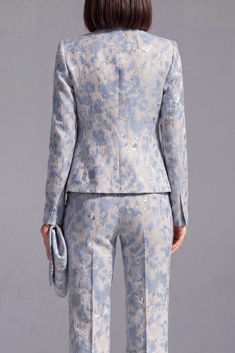 Laden Sie das Bild in den Galerie-Viewer, Staubgrüne offene 2-teilige Slim Fit Blumenanzüge für Frauen