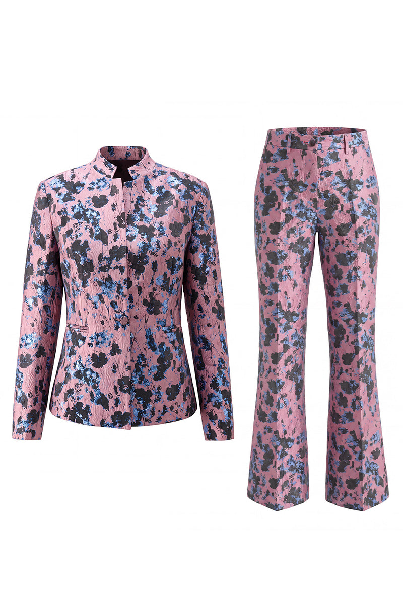Laden Sie das Bild in den Galerie-Viewer, Staubgrüne Offene 2-teilige Slim Fit Blumenanzüge für Frauen
