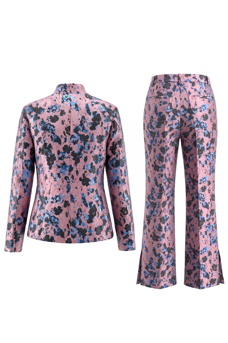 Laden Sie das Bild in den Galerie-Viewer, Staubgrüne Offene 2-teilige Slim Fit Blumenanzüge für Frauen