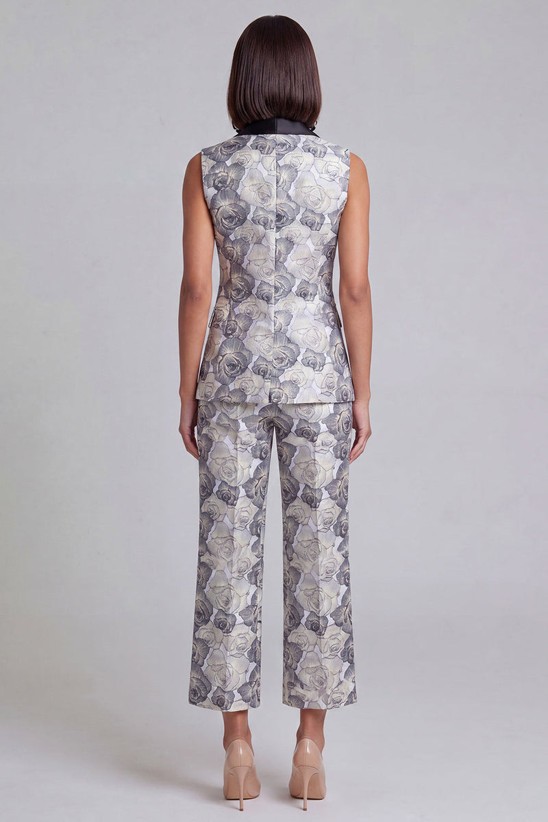 Laden Sie das Bild in den Galerie-Viewer, Blaue zweiteilige Schal-Revers-Blumenanzüge mit doppelt reihigen Damen und Taschen