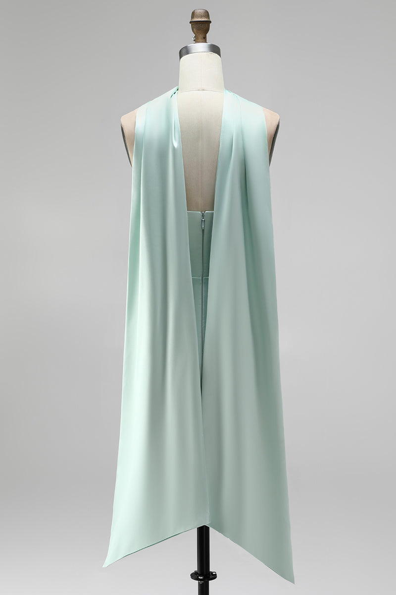 Laden Sie das Bild in den Galerie-Viewer, Mint Trägerloses Korsett Kurzes Abendkleid mit Schlitz