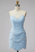 Laden Sie das Bild in den Galerie-Viewer, Sweetheart Rosa Bodycon Kurzes Abendkleid mit Strasssteinen
