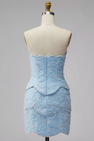 Laden Sie das Bild in den Galerie-Viewer, Sweetheart Rosa Bodycon Kurzes Abendkleid mit Strasssteinen