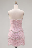 Laden Sie das Bild in den Galerie-Viewer, Sweetheart Pink Bodycon Homecoming-Kleid mit Perlen