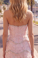 Laden Sie das Bild in den Galerie-Viewer, Sweetheart Pink Bodycon Homecoming-Kleid mit Perlen
